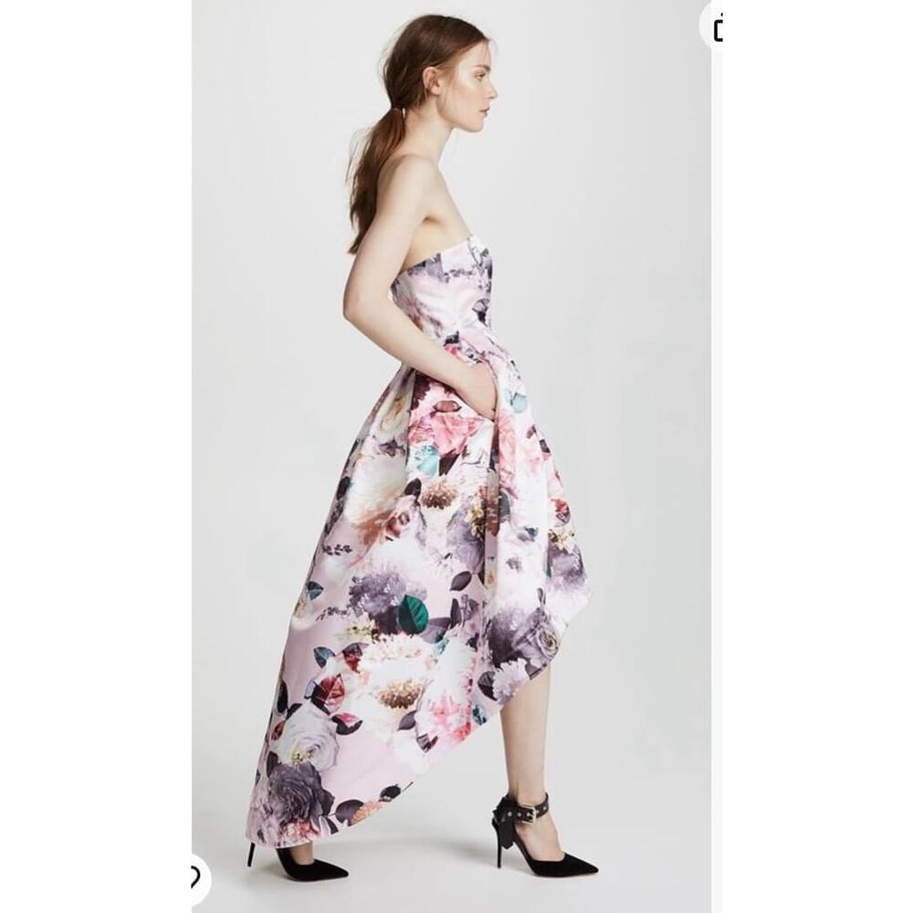 NWOT Parker Roxanne Strapless High-Low Gown Floral Formal Evening Dress 10 prom